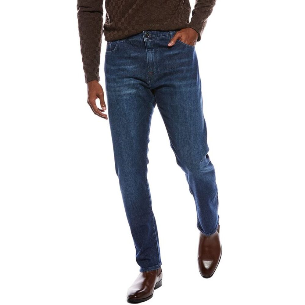 Isaia Mens  Denim Straight Jean, Blue